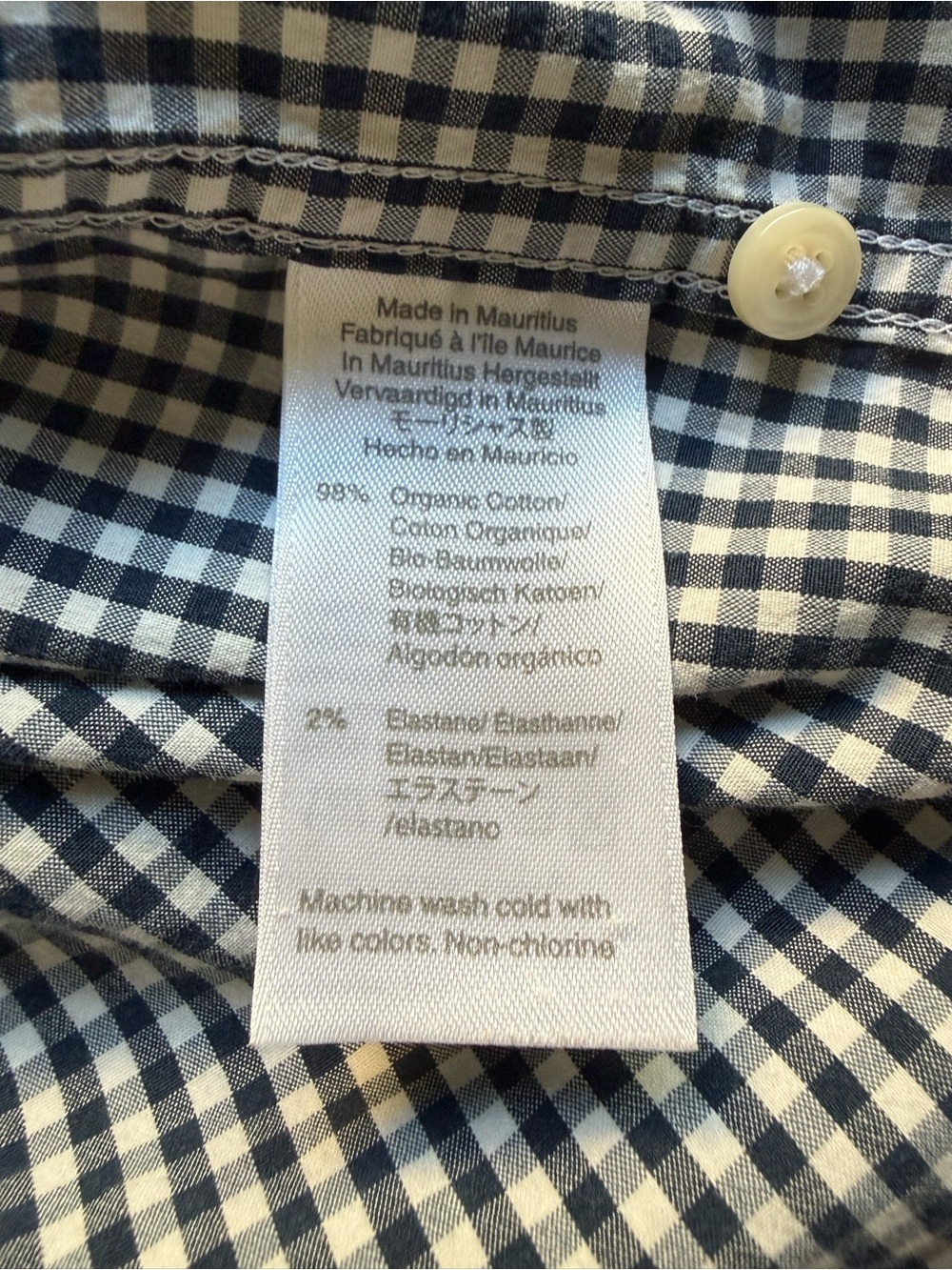 J. Crew Navy and White Organic Cotton Gingham Button-Down Shirt, Size M - Picture 6 of 9